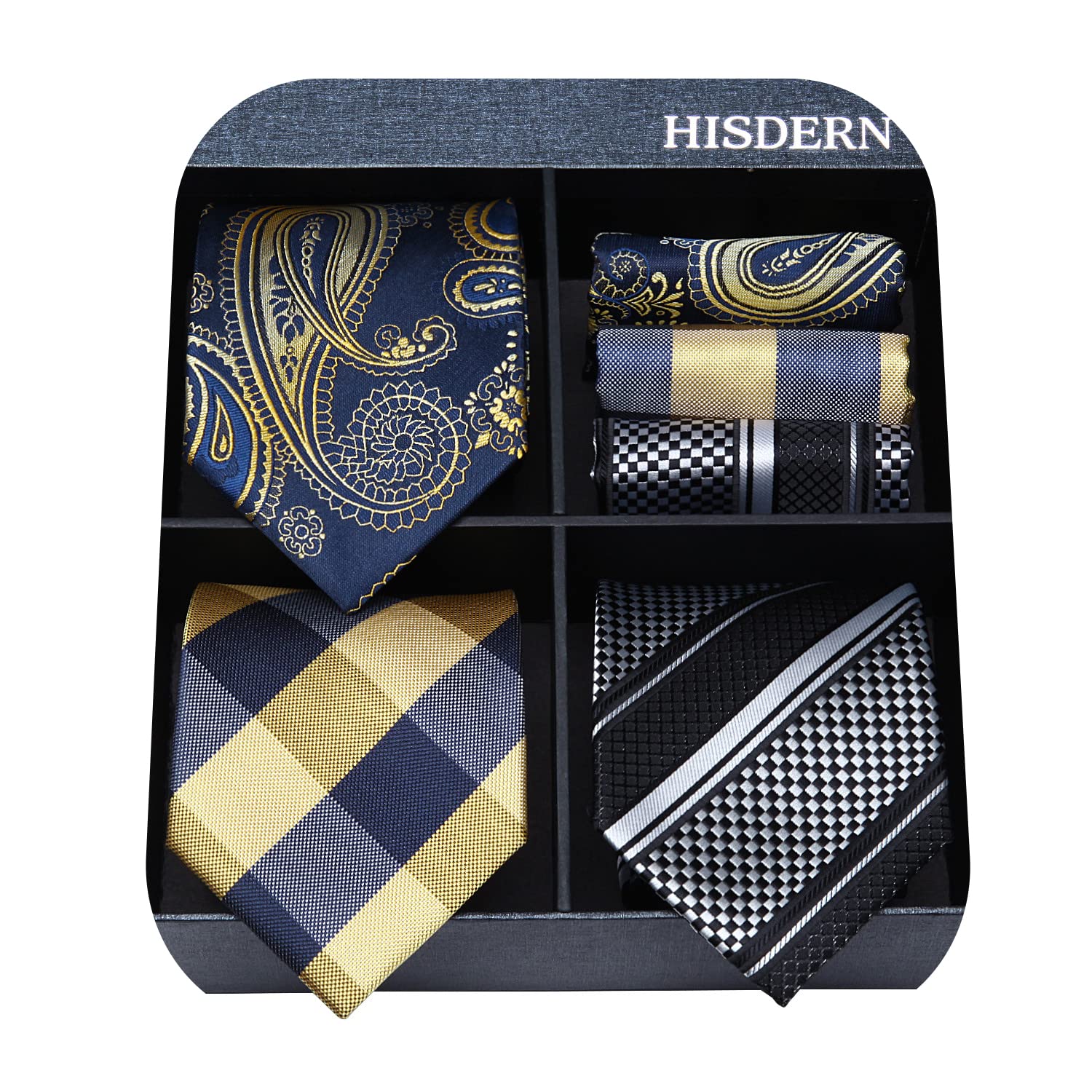 Algopix Similar Product 2 - HISDERN Lot 3 PCS Classic Mens Tie Set