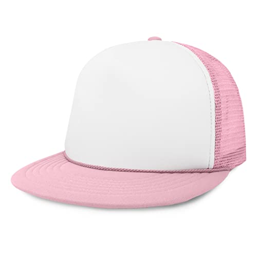 Algopix Similar Product 8 - DALIX Flat Billed Trucker Cap with Mesh