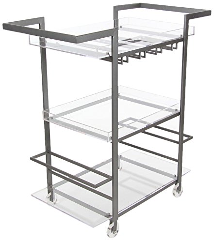Algopix Similar Product 16 - Benzara Trendy Metal Acrylic Wine Cart