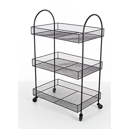 Algopix Similar Product 6 - Benzara Metallic Black Basket Cart