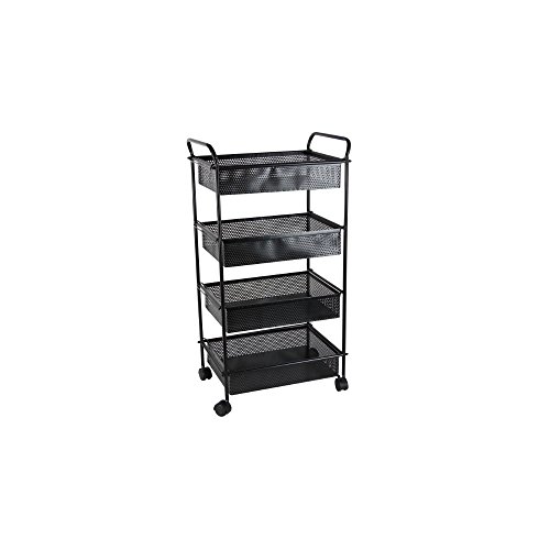Algopix Similar Product 4 - Benzara Exemplary 4 Shelves Cart Black