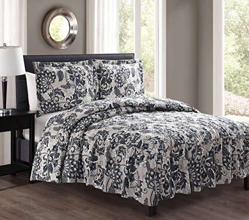 Algopix Similar Product 11 - Temperance Teal/Gray Bedspread Set King