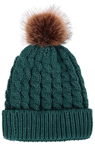 Algopix Similar Product 1 - Winter Hand Knit Beanie Hat with Faux