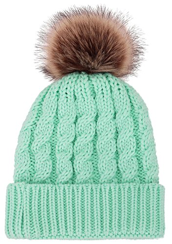 Algopix Similar Product 15 - Winter Hand Knit Beanie Hat with Faux