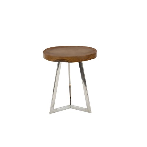 Algopix Similar Product 14 - Benzara Round Wood and Stainless Steel