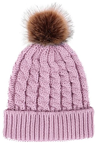 Algopix Similar Product 9 - Winter Hand Knit Beanie Hat with Faux