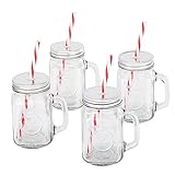 Algopix Similar Product 2 - Mason Jar Mugs with Handle SILVER Lid