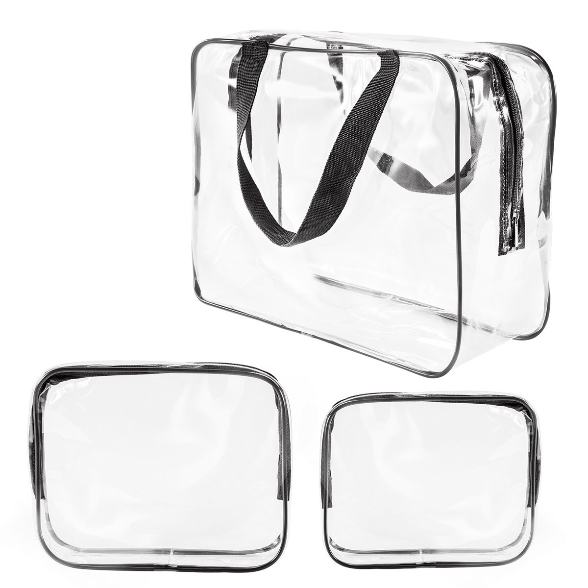Algopix Similar Product 16 - 3Pcs Crystal Clear PVC Travel Toiletry
