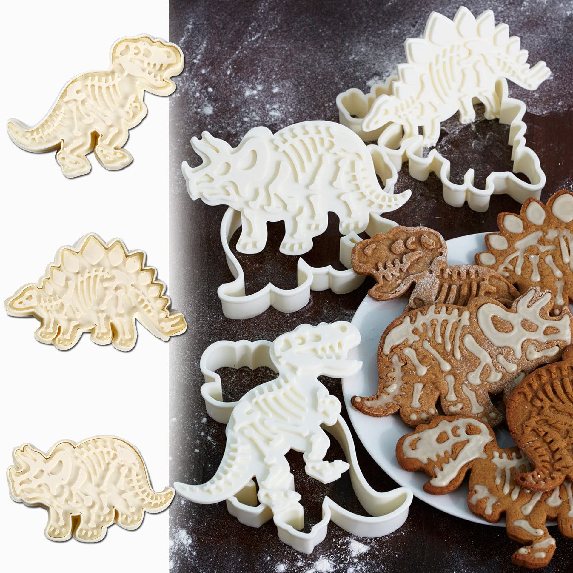 Algopix Similar Product 8 - Dinosaur Cookie Cutters for Kids By