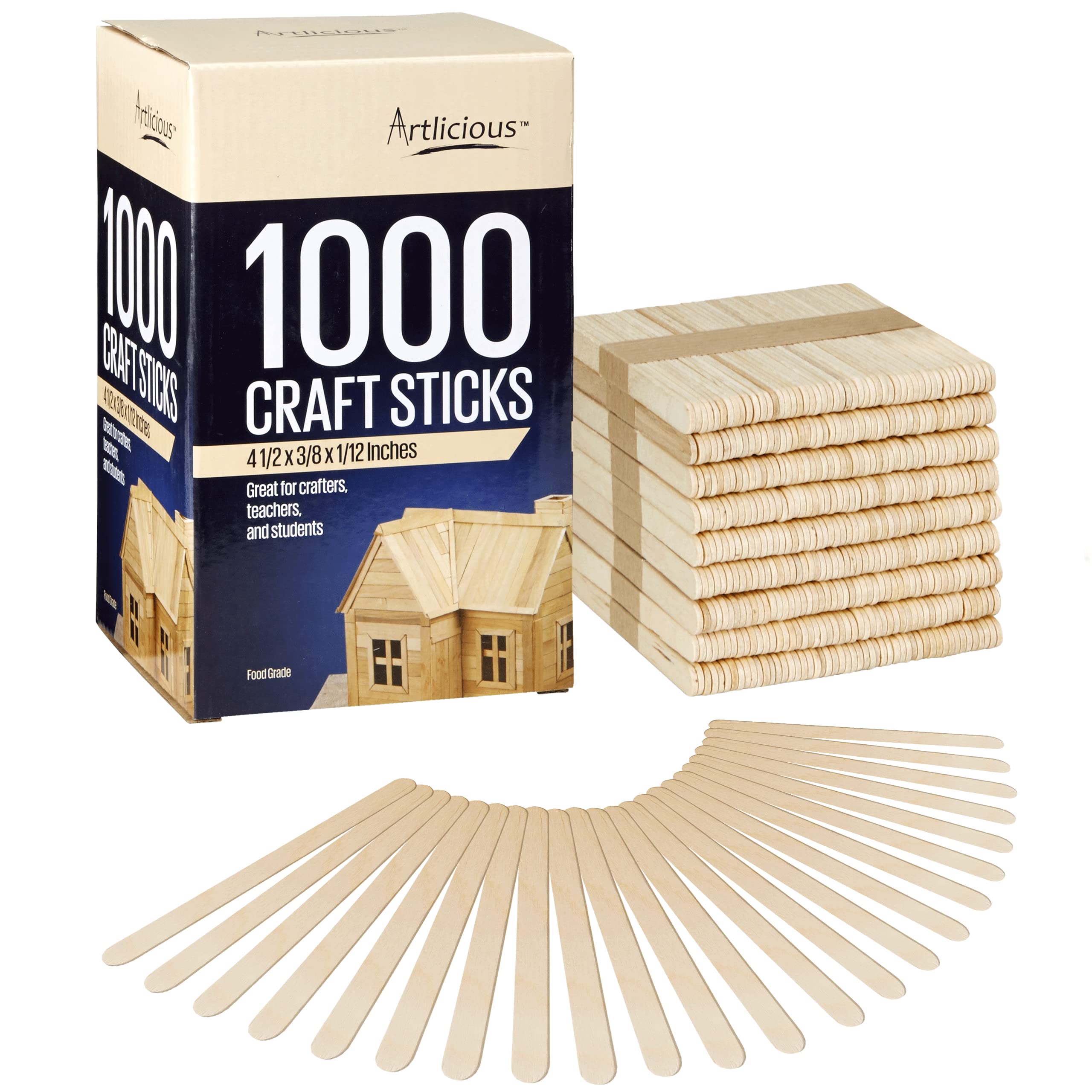 Algopix Similar Product 7 - Artlicious 1000 Pcs Wood Craft Sticks