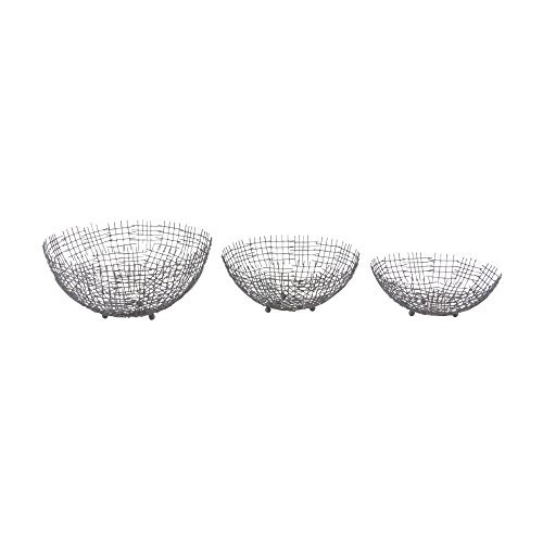 Algopix Similar Product 16 - Benzara Set of 3 Metallic Wire Bowl