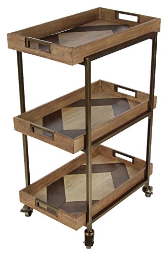 Algopix Similar Product 8 - Benzara Royal Brown Metal Wood 3 Tier