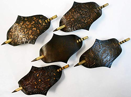 Algopix Similar Product 11 - 2 Very Large Leather Hair Barrettes w