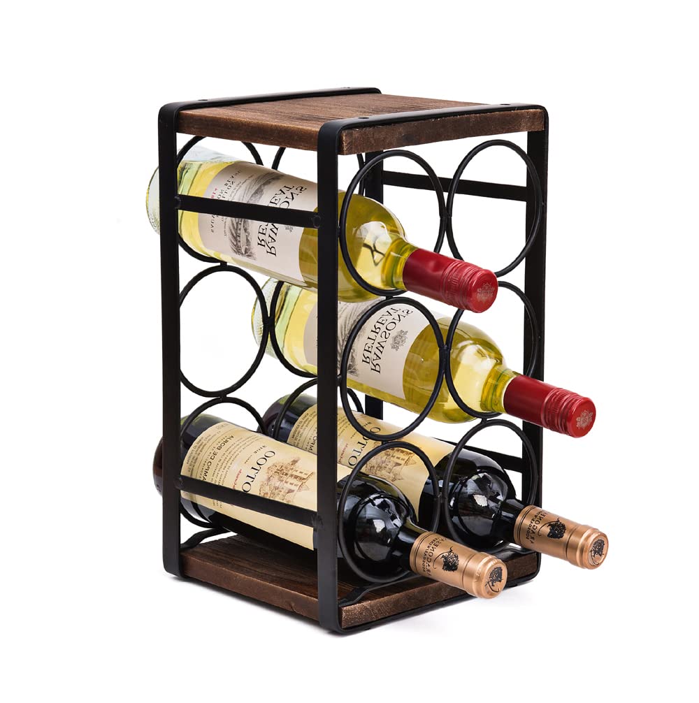 Algopix Similar Product 8 - SODUKU Rustic Wood Countertop Wine Rack