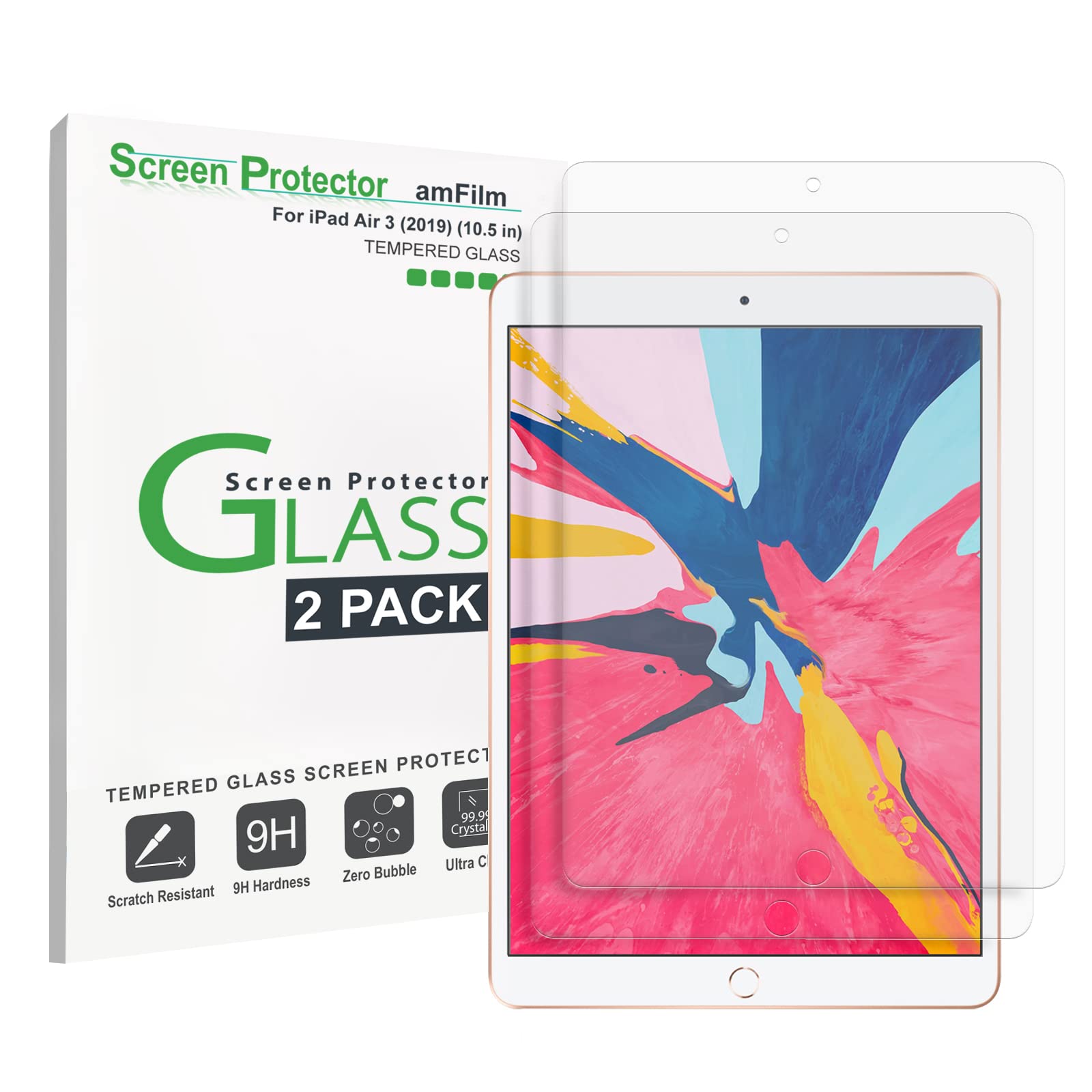 Algopix Similar Product 2 - amFilm Glass Screen Protector for iPad