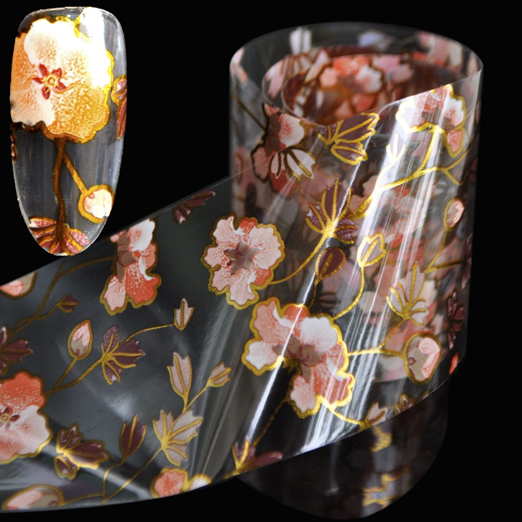 Algopix Similar Product 6 - Orange Flower Pattern Nail Art Foil