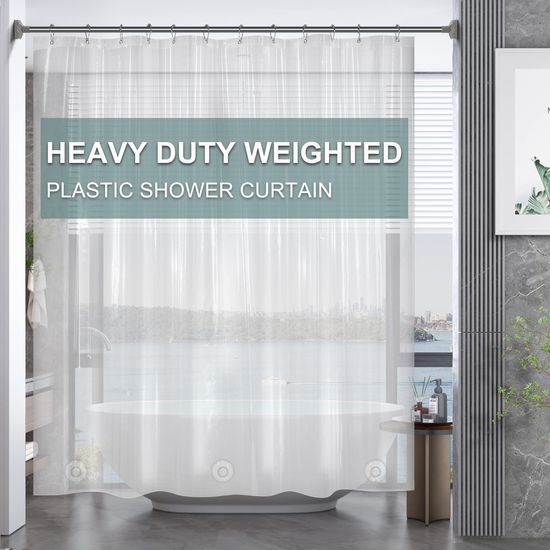 Algopix Similar Product 4 - AmazerBath Plastic Shower Curtain Clear