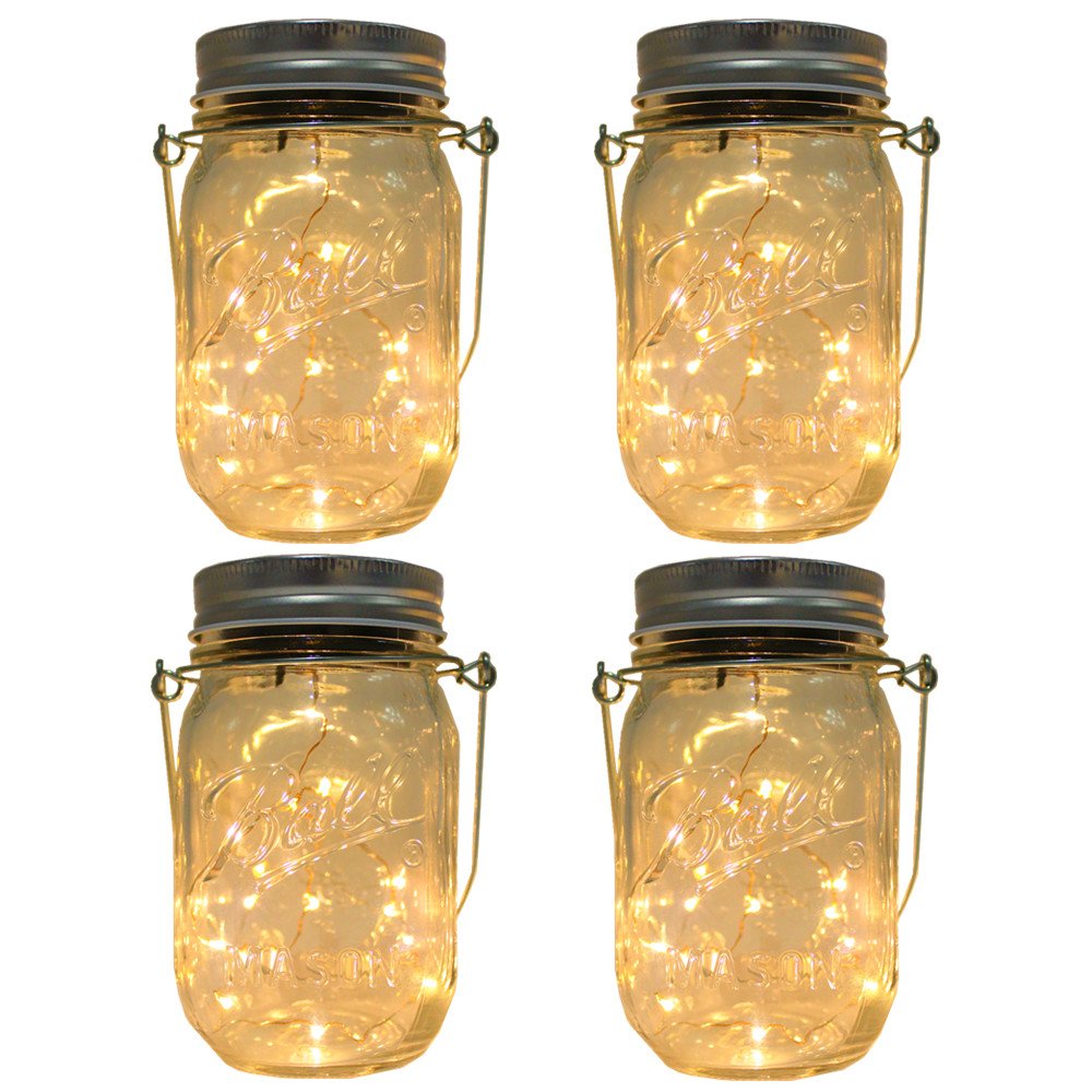 Algopix Similar Product 16 - CHBKT 4Pack Solarpowered Mason Jar
