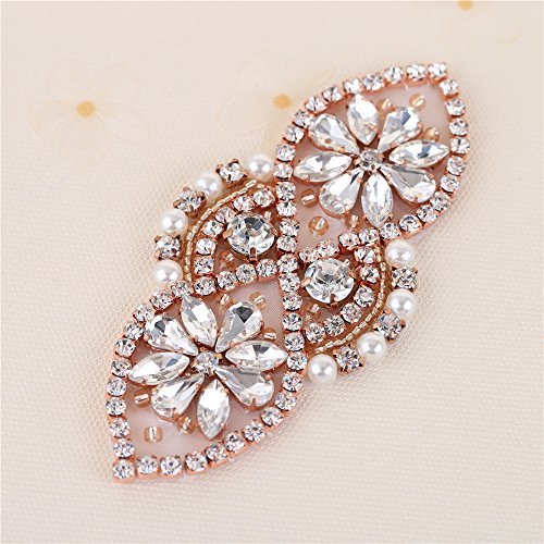 Algopix Similar Product 18 - Rose Gold Wedding Bridal Sash Crystal