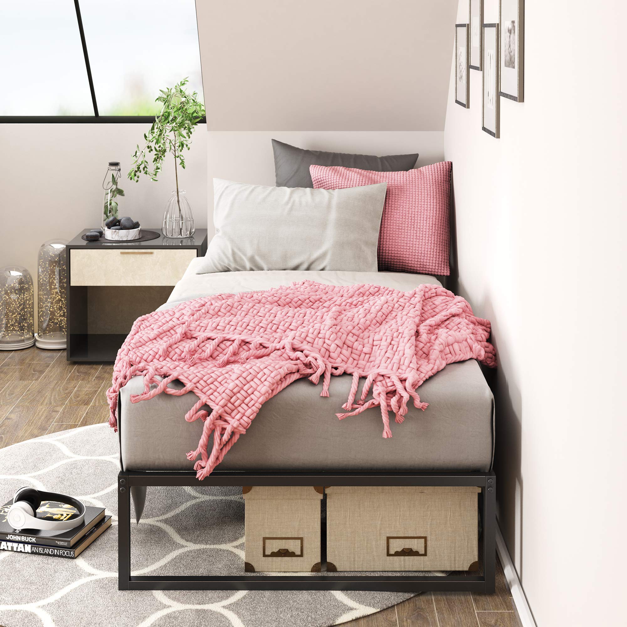 Algopix Similar Product 13 - Zinus Lorelei Platform Bed, Twin, Black