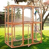 Algopix Similar Product 7 - JAXPETY Large Wooden Outdoor Pet Cat