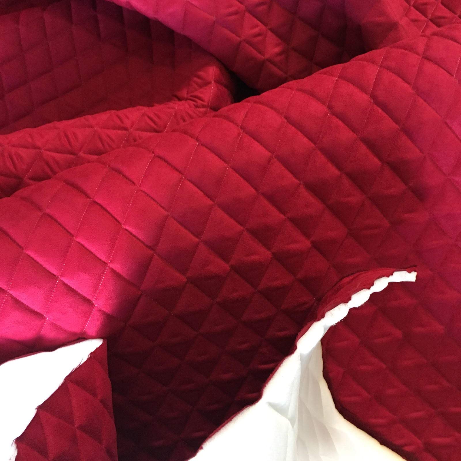 Algopix Similar Product 8 - luvfabrics Red Suede Quilted Auto
