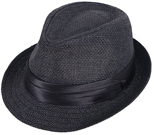 Algopix Similar Product 6 - Kids Fedora Black Straw Sun Beach