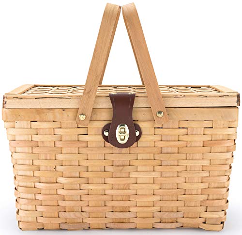 Algopix Similar Product 14 - Picnic Basket  Wood Chip Design  Red