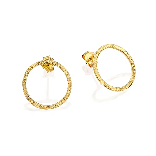 Algopix Similar Product 13 - Delicate Hammered Gold Circle Earrings