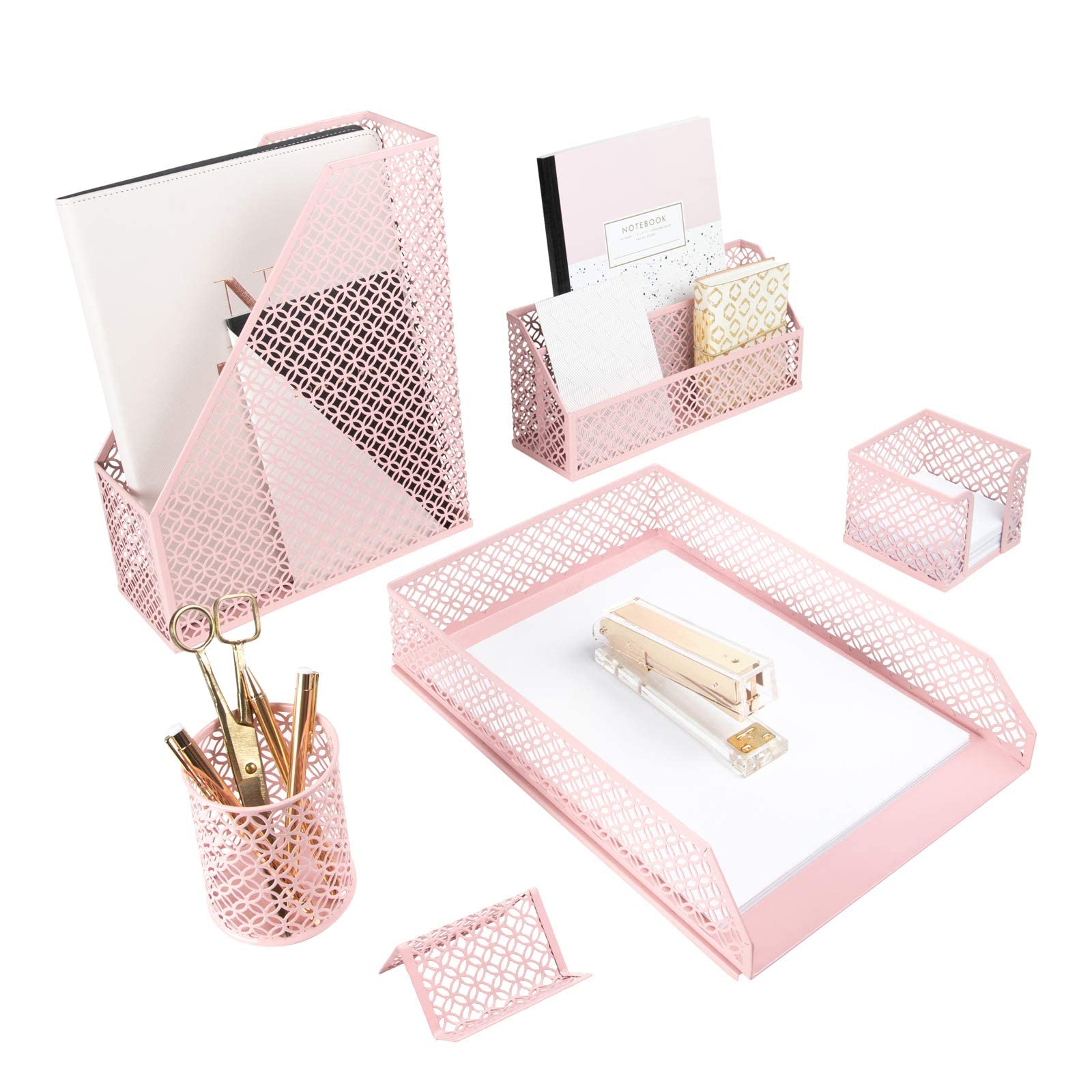 Algopix Similar Product 4 - BLU MONACO Pink Desk Organizer Set for