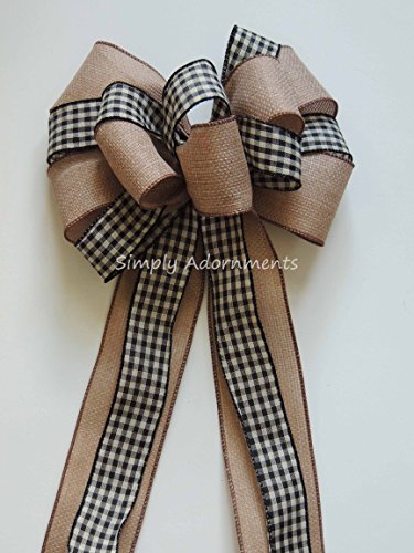 Algopix Similar Product 10 - Woodland Black Gingham Wreath Bow