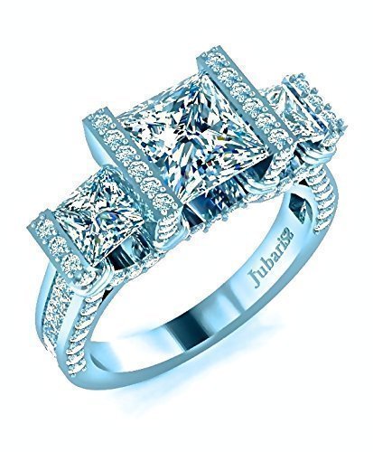 Algopix Similar Product 2 - 3 Stone Princess Cut Engagement Ring