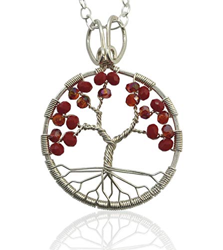 Algopix Similar Product 17 - Ruby Red Tree of Life Silver Pendant