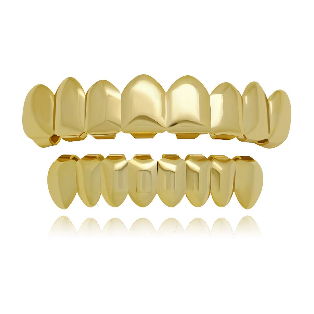 Algopix Similar Product 12 - LuReen 8 Teeth Grillz 14k Gold Top and