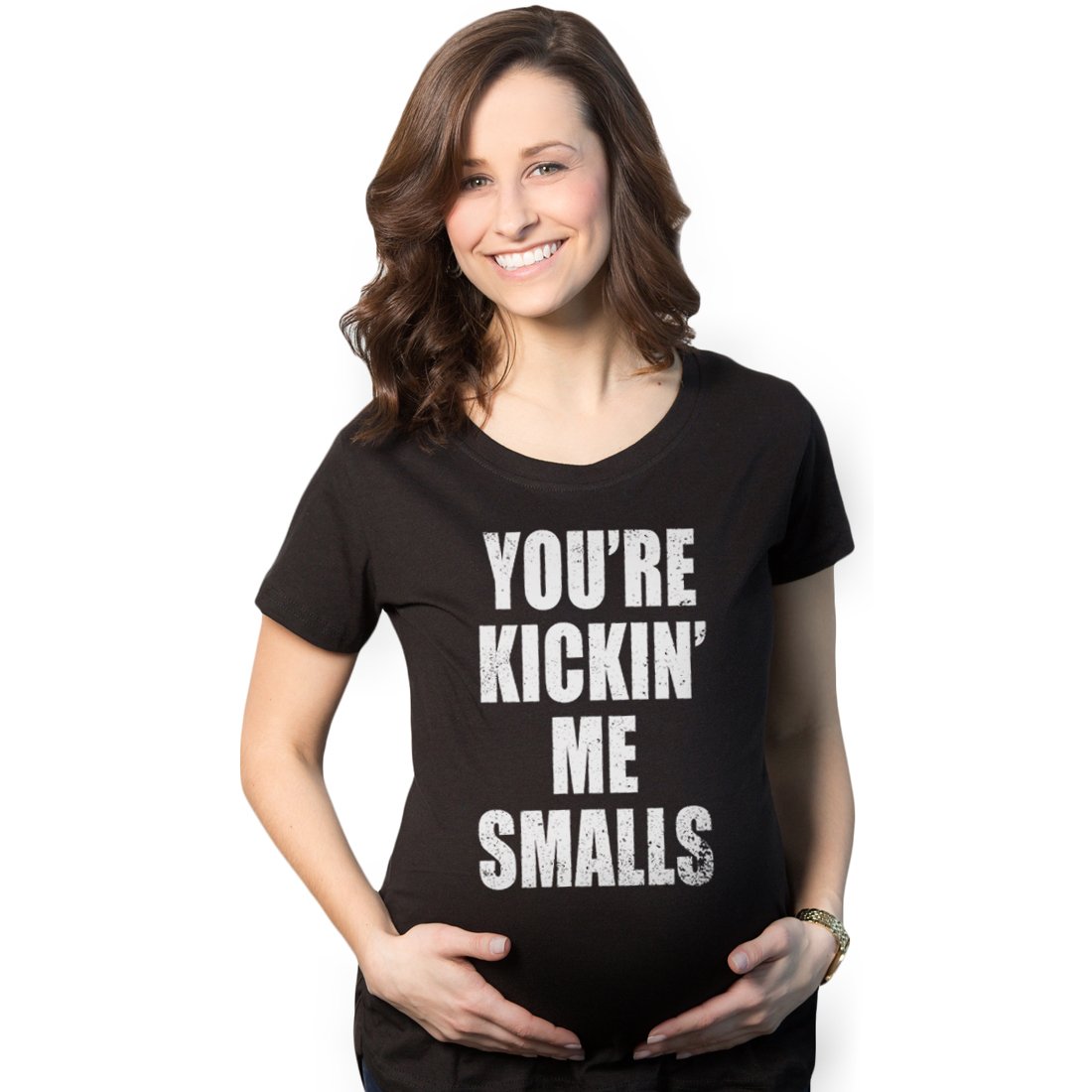 Algopix Similar Product 12 - Maternity Kicking Me Smalls Funny T
