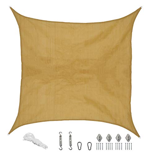Algopix Similar Product 1 - Sunnydaze Beige Square Sun Shade Sail