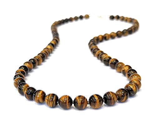 Algopix Similar Product 19 - Mens Tigers Eye Necklace with Sterling