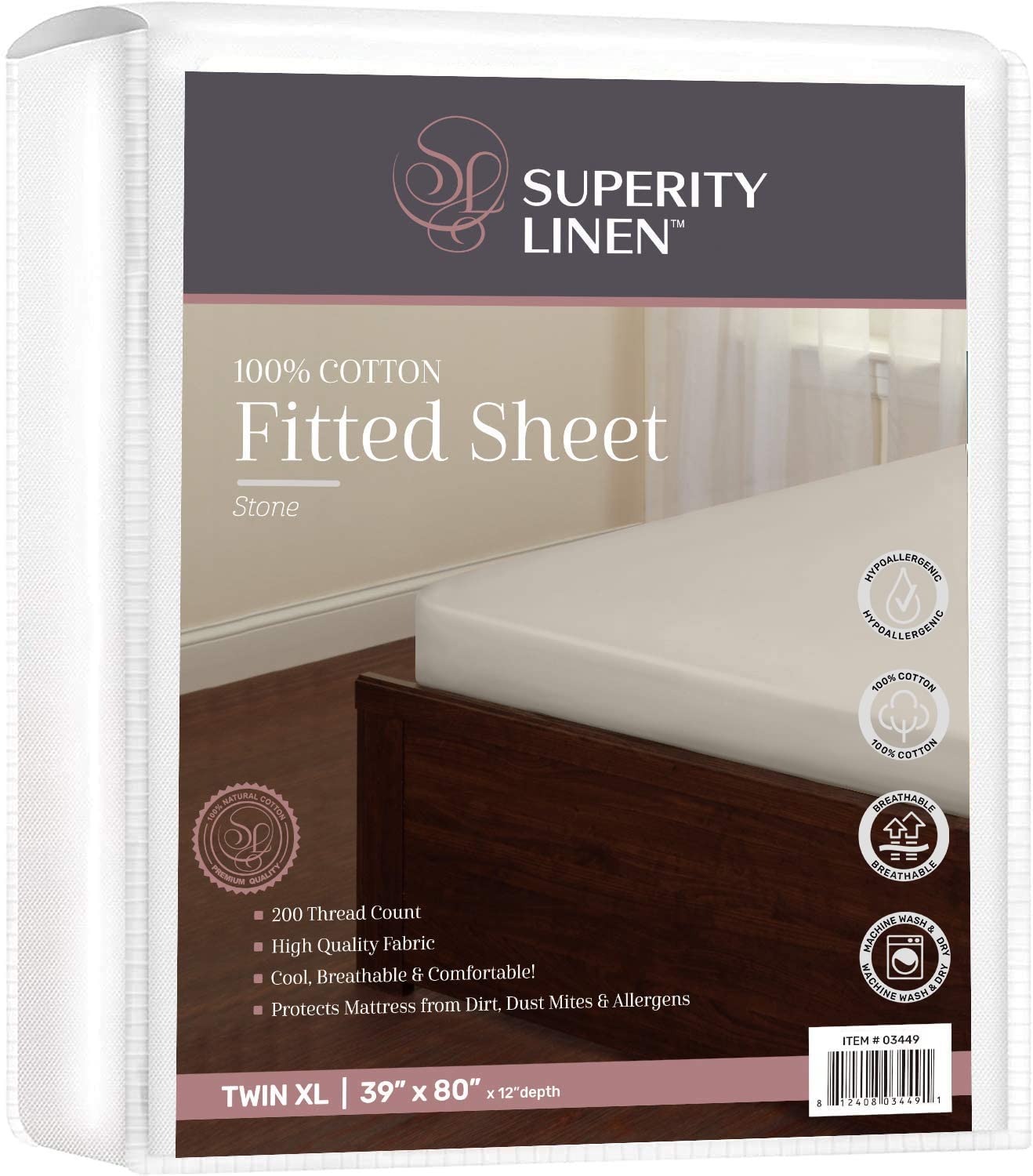 Algopix Similar Product 18 - Superity Linen King Fitted Sheet Made