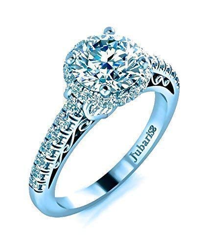 Algopix Similar Product 18 - Round Halo Diamond Engagement Ring