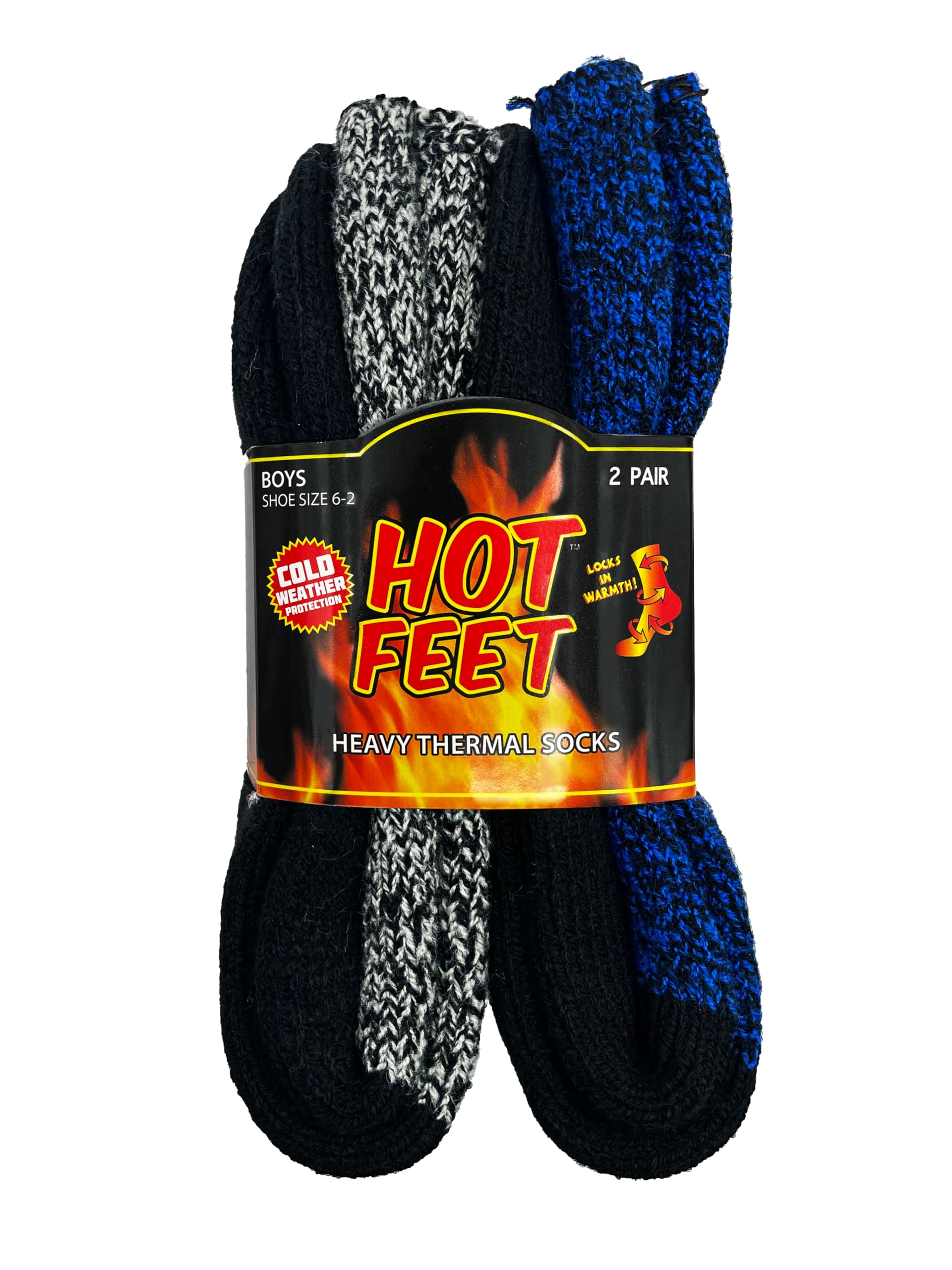 Algopix Similar Product 1 - Hot Feet Boys 2 Pairs Heavy Thermal