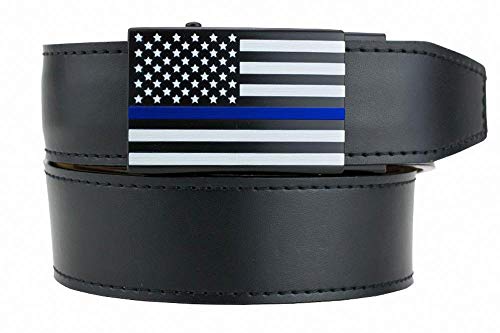 Algopix Similar Product 18 - USA Thin Blue Line Black Leather Belt