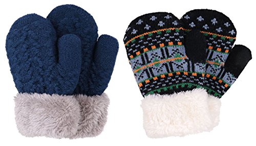 Algopix Similar Product 14 - Set of 2 Kids Sherpa Lined Knit