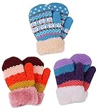 Algopix Similar Product 9 - 3 Set Kids MittensPinkMocha Waffle