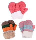 Algopix Similar Product 8 - 3 Pairs Girls Knit MittensHot