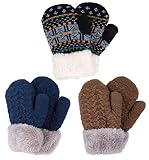 Algopix Similar Product 13 - 3 Pairs Boys Sherpa Lined Winter Knit