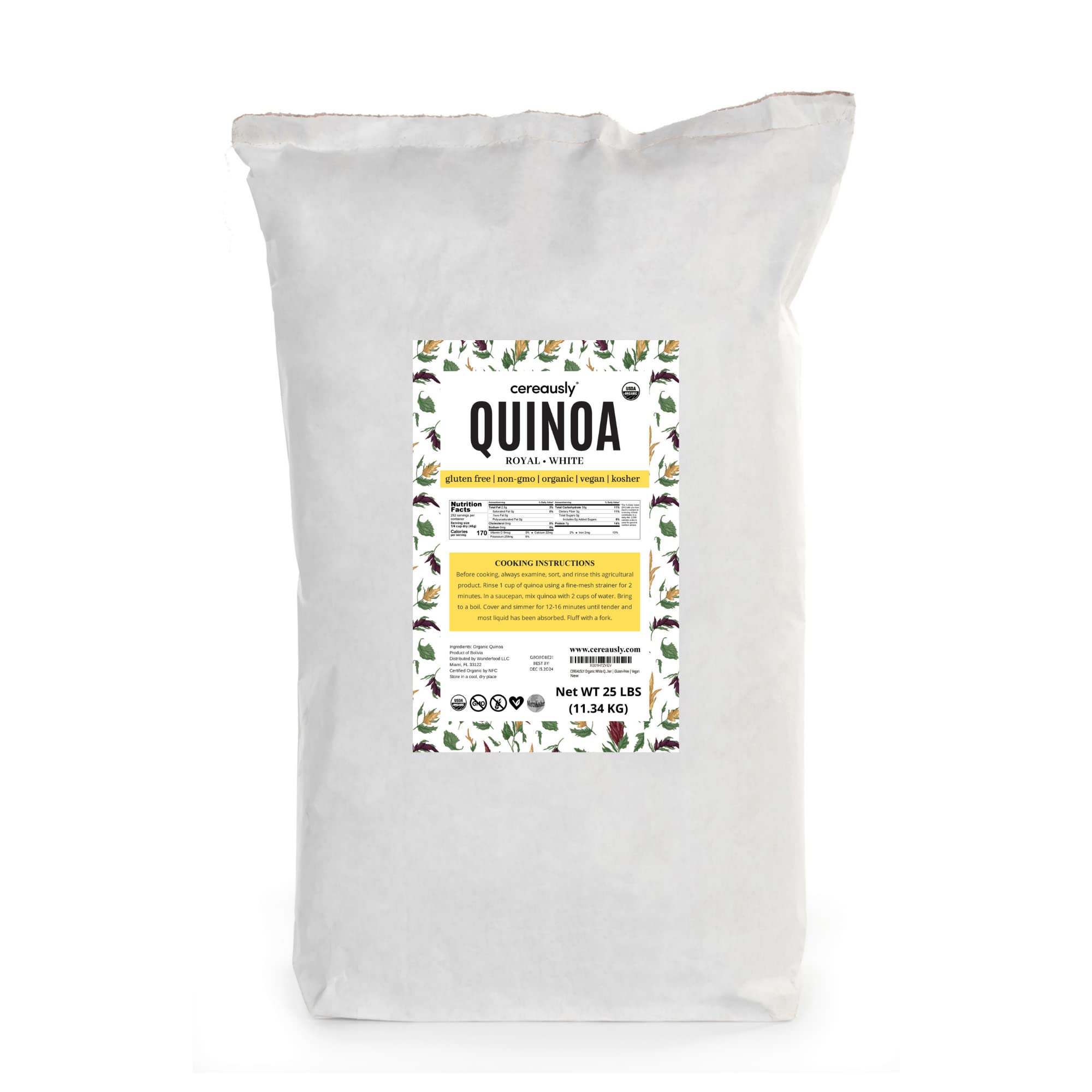 Algopix Similar Product 10 - CEREAUSLY Organic White Quinoa 