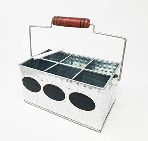 Algopix Similar Product 17 - Shabby Chic Hammered Tin Utensil Caddy