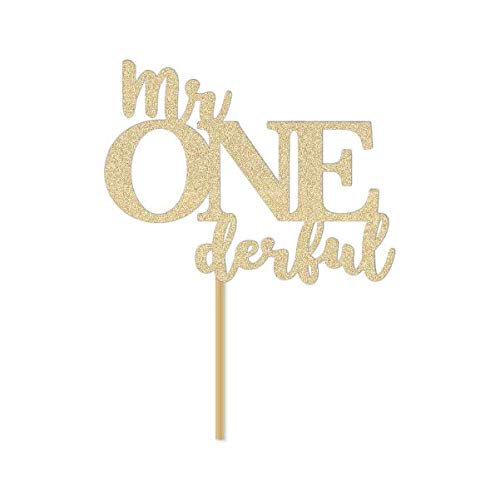 Algopix Similar Product 12 - Gold Mr Onederful Cake Topper 1st