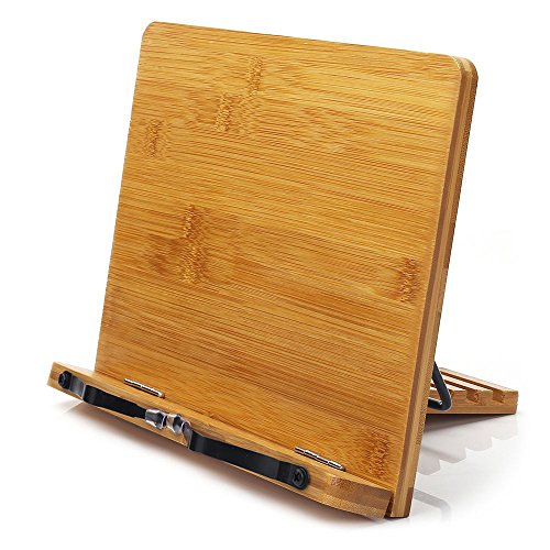 Algopix Similar Product 16 - wishacc Bamboo Book Stand Adjustable