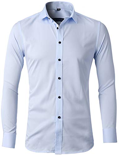 Algopix Similar Product 19 - Mens Bamboo Fiber Dress Shirts Slim